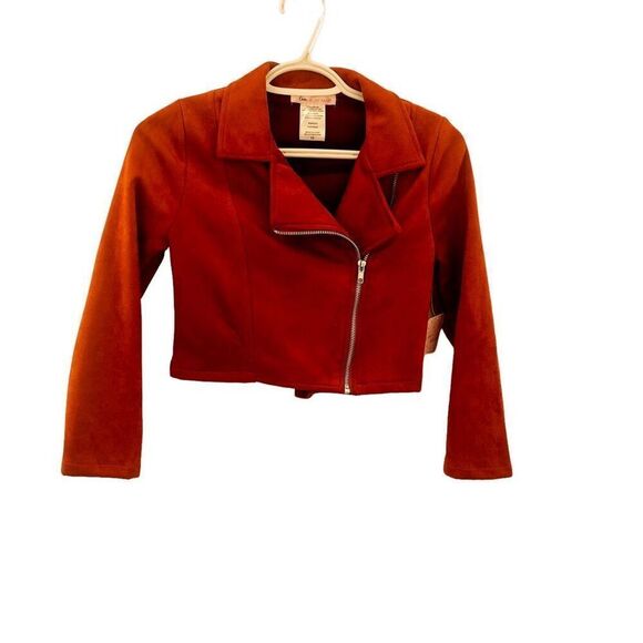 Cropped moto jacket burnt orange - Picture 4 of 6